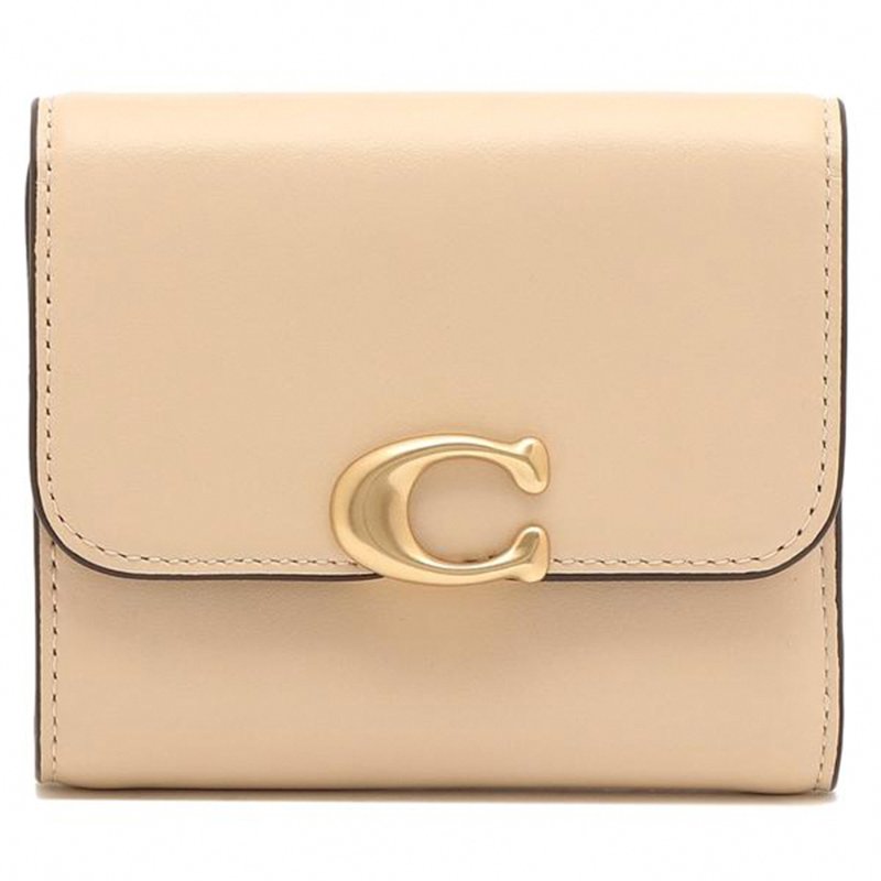【COACH】皮革三折短夾-米白-4
