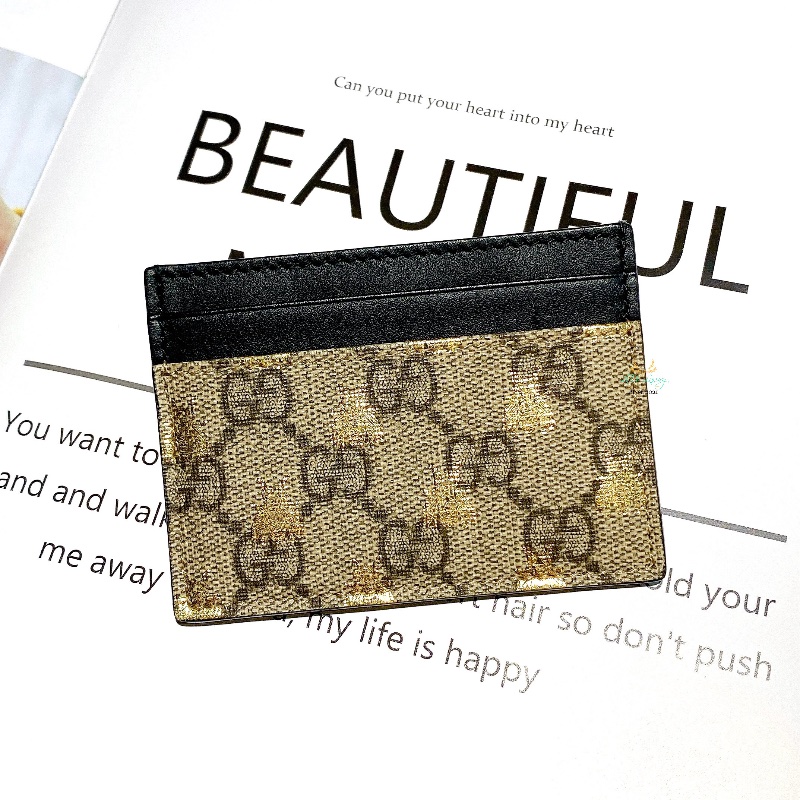 GUCCI 古馳 233166 蜜蜂 PVC x 黑皮革 扁式卡夾 名片夾 卡夾 卡包-2