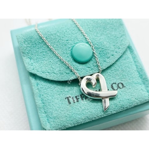 ~~趴趴小舖~~極新正品Tiffany &Co  Loving Heart愛心項鍊配件齊全2602091668