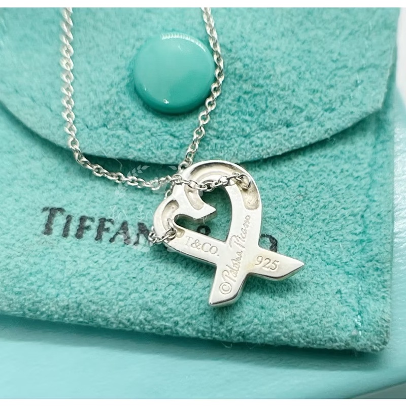 ~~趴趴小舖~~極新正品Tiffany &Co  Loving Heart愛心項鍊配件齊全2602091668-2