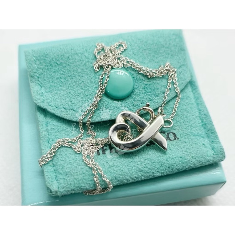 ~~趴趴小舖~~極新正品Tiffany &Co  Loving Heart愛心項鍊配件齊全2602091668-3