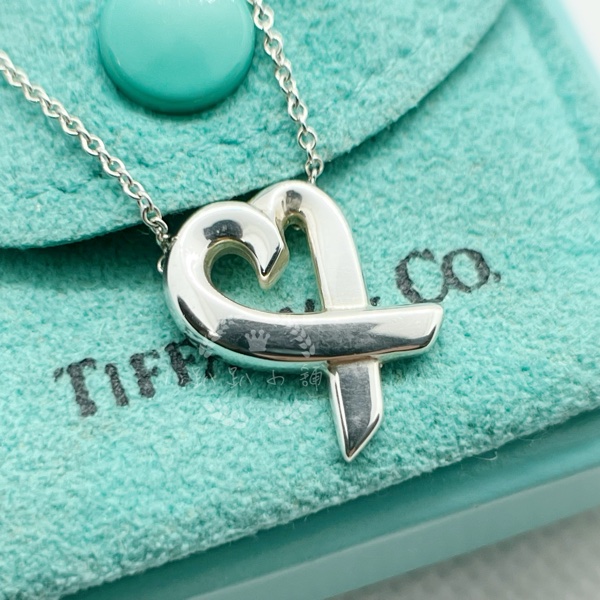 ~~趴趴小舖~~極新正品Tiffany &Co  Loving Heart愛心項鍊配件齊全2602091668-6