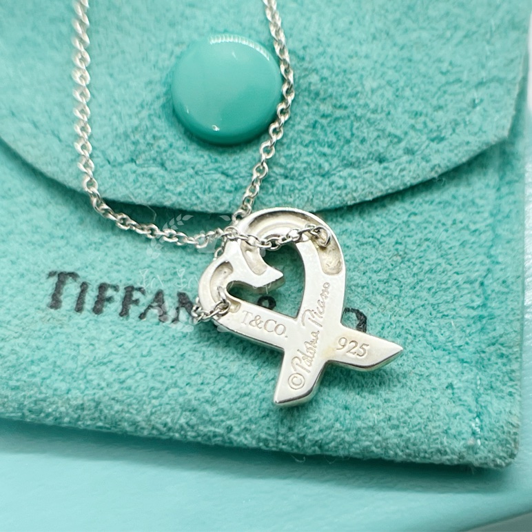 ~~趴趴小舖~~極新正品Tiffany &Co  Loving Heart愛心項鍊配件齊全2602091668-7