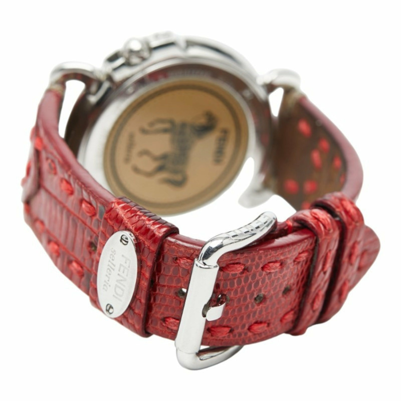 Fendi Selleria 小秒針白色珍珠錶盤腕錶 019-8100M-608 瑞士石英不鏽鋼皮革女錶-4
