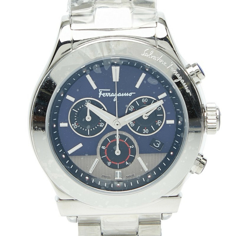 Salvatore Ferragamo 1898 計時腕錶 SFFM01320，瑞士石英機芯，海軍藍錶盤，不鏽鋼錶殼，男士款-0