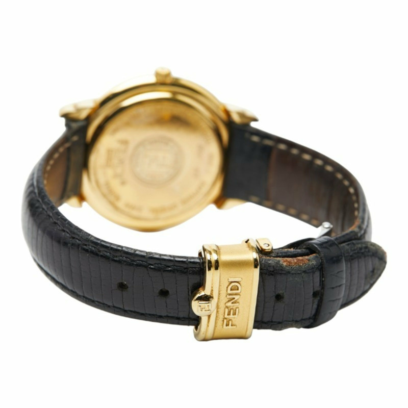 Fendi 350J 瑞士石英腕錶，銀色錶盤，不鏽鋼錶殼，皮革錶帶，女款-4