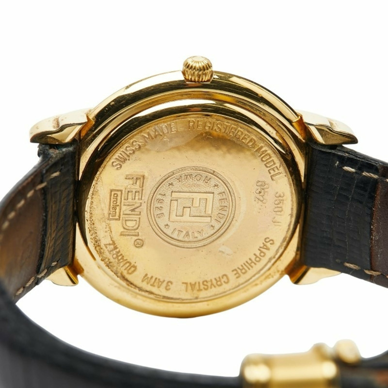 Fendi 350J 瑞士石英腕錶，銀色錶盤，不鏽鋼錶殼，皮革錶帶，女款-5