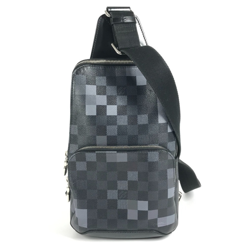 路易威登 N40068 Damier Graphite Pixel Avenue 斜背包，肩斜背包，黑色，男女款-0
