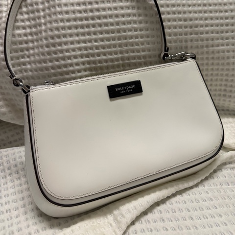 kate spade 白色牛皮麻將包