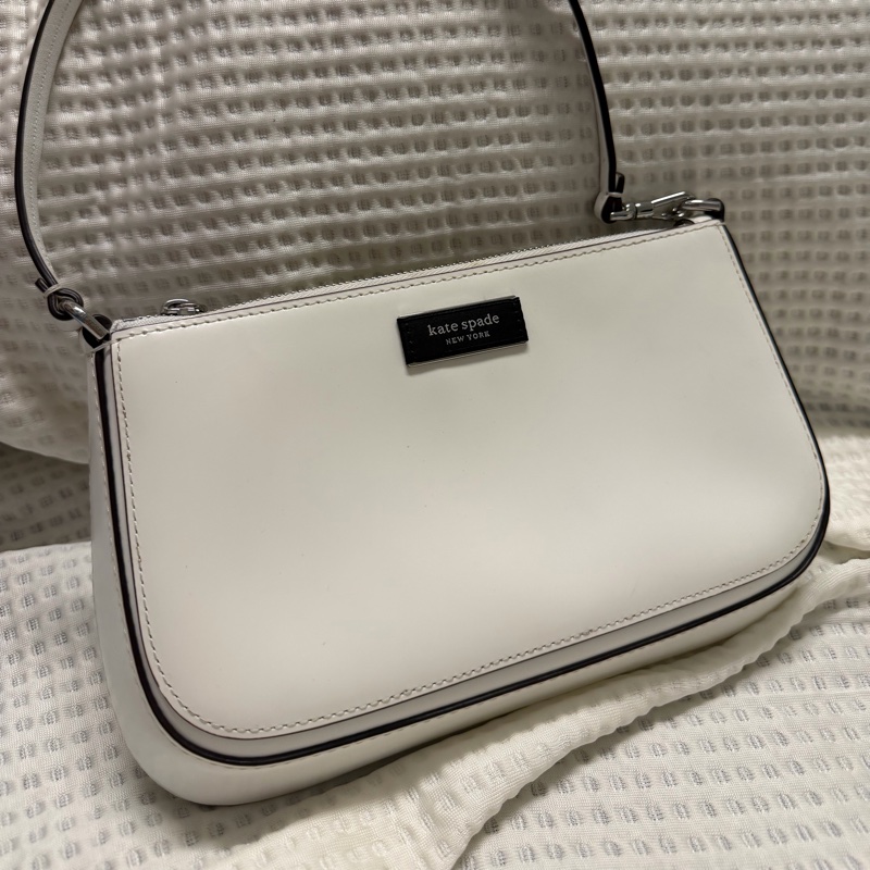kate spade 白色牛皮麻將包-0
