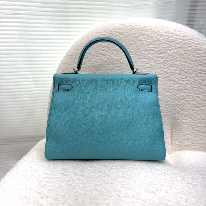 愛馬仕馬卡龍色kelly32 Hermes 3P環礁藍銀釦togo皮凱莉包 32cm-3