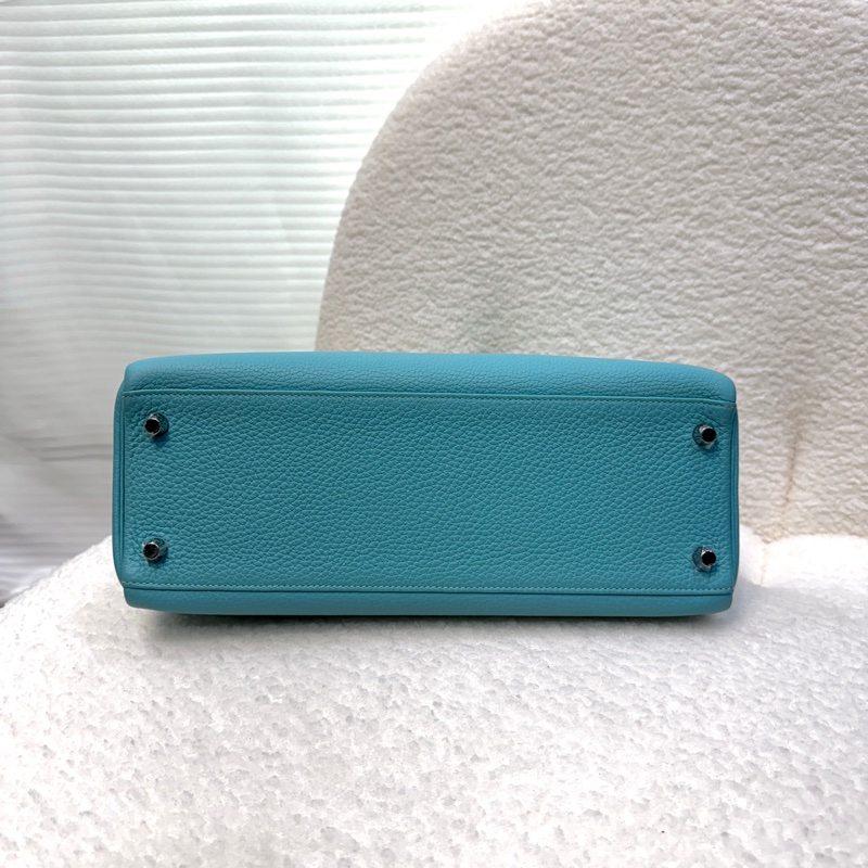 愛馬仕馬卡龍色kelly32 Hermes 3P環礁藍銀釦togo皮凱莉包 32cm-4