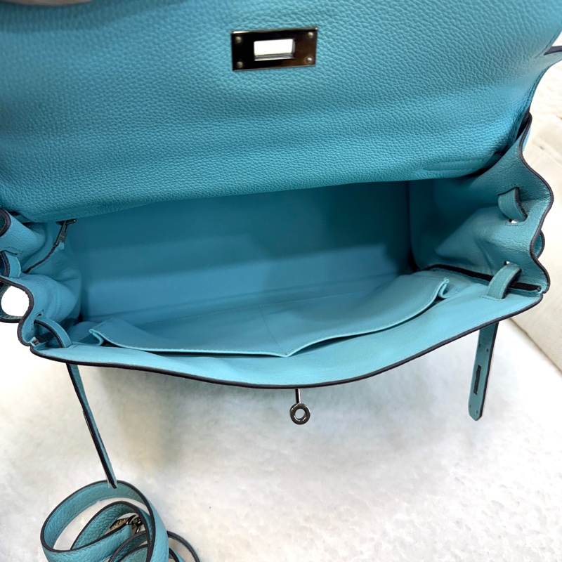 愛馬仕馬卡龍色kelly32 Hermes 3P環礁藍銀釦togo皮凱莉包 32cm-5
