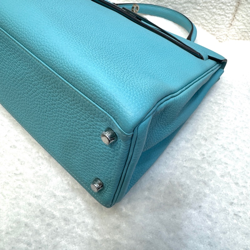 愛馬仕馬卡龍色kelly32 Hermes 3P環礁藍銀釦togo皮凱莉包 32cm-6