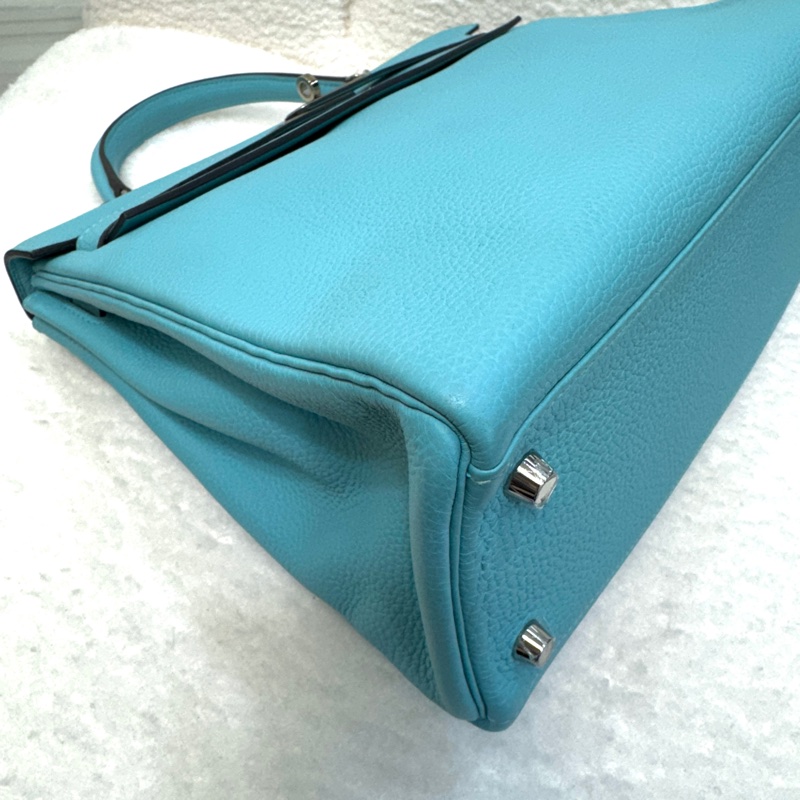 愛馬仕馬卡龍色kelly32 Hermes 3P環礁藍銀釦togo皮凱莉包 32cm-7