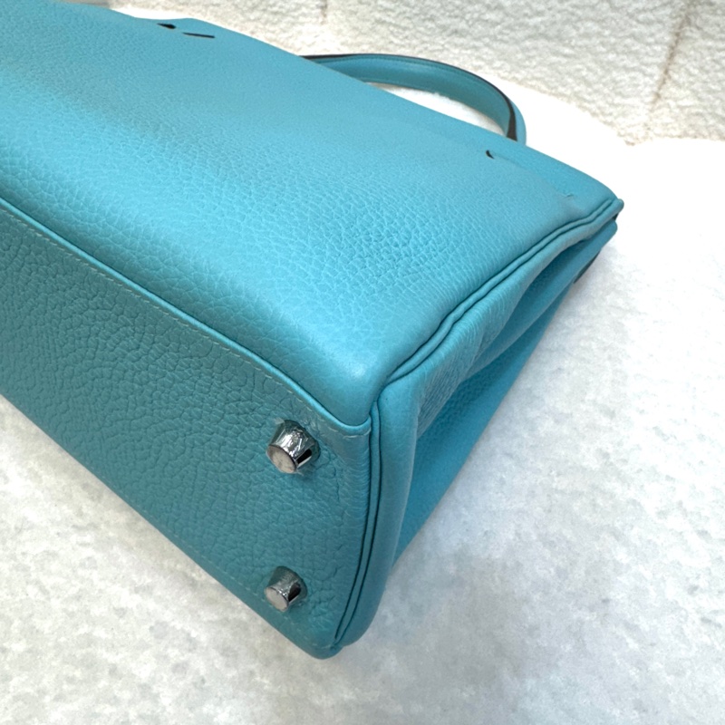 愛馬仕馬卡龍色kelly32 Hermes 3P環礁藍銀釦togo皮凱莉包 32cm-8