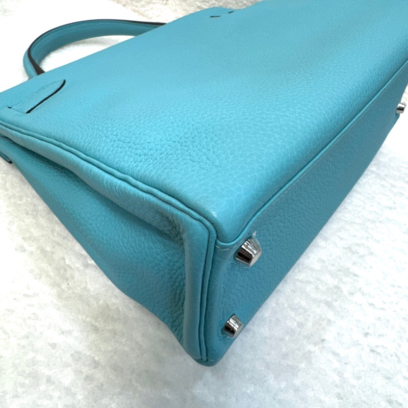 愛馬仕馬卡龍色kelly32 Hermes 3P環礁藍銀釦togo皮凱莉包 32cm-9