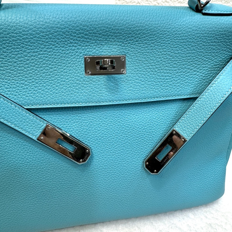 愛馬仕馬卡龍色kelly32 Hermes 3P環礁藍銀釦togo皮凱莉包 32cm-12