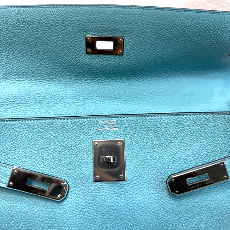 愛馬仕馬卡龍色kelly32 Hermes 3P環礁藍銀釦togo皮凱莉包 32cm-13