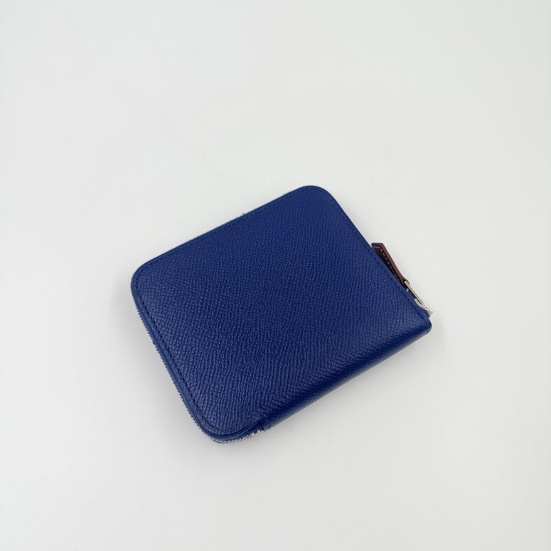 HERMES - 76靛藍色EPSOM Silk'in 短夾-0