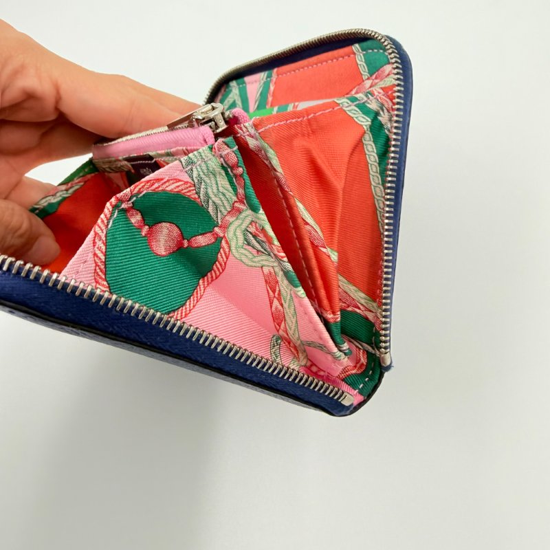 HERMES - 76靛藍色EPSOM Silk'in 短夾-3