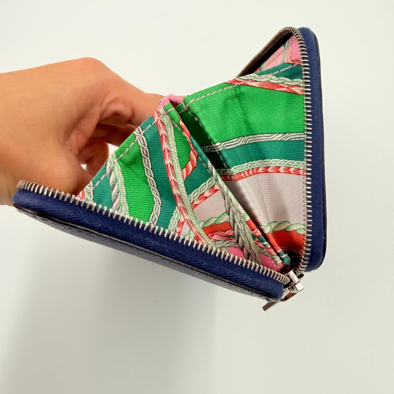 HERMES - 76靛藍色EPSOM Silk'in 短夾-4