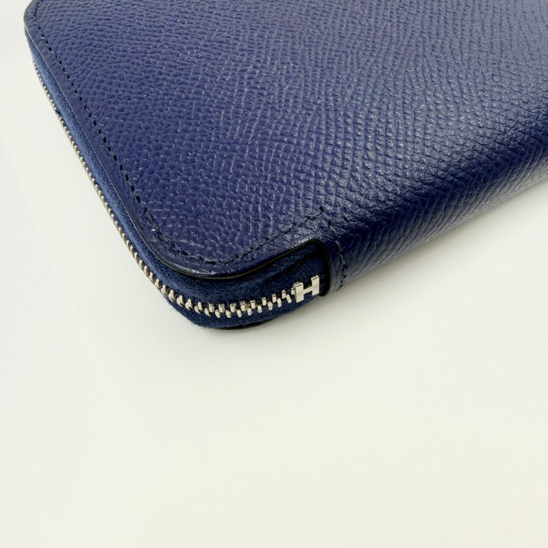 HERMES - 76靛藍色EPSOM Silk'in 短夾-5