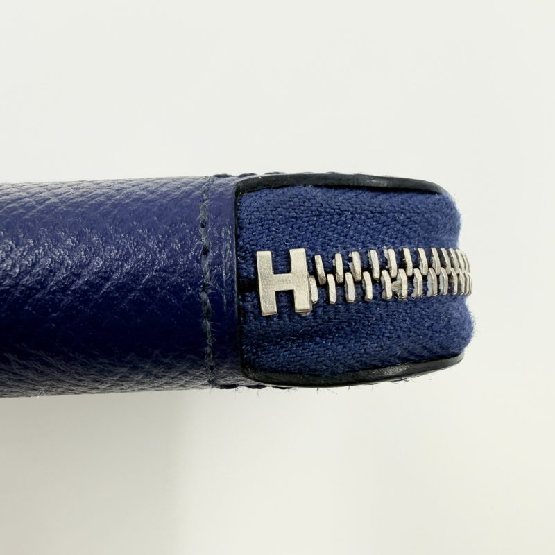 HERMES - 76靛藍色EPSOM Silk'in 短夾-8