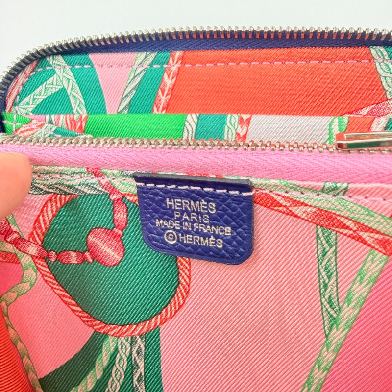 HERMES - 76靛藍色EPSOM Silk'in 短夾-12