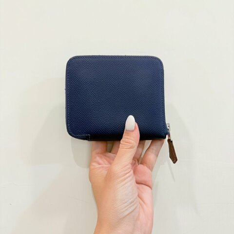 HERMES - 76靛藍色EPSOM Silk'in 短夾