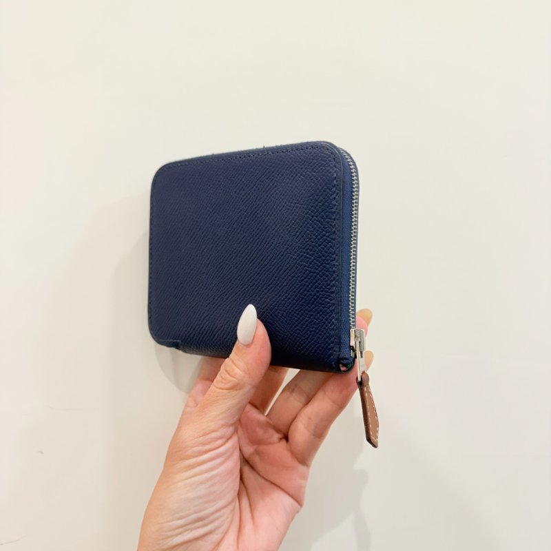HERMES - 76靛藍色EPSOM Silk'in 短夾-2