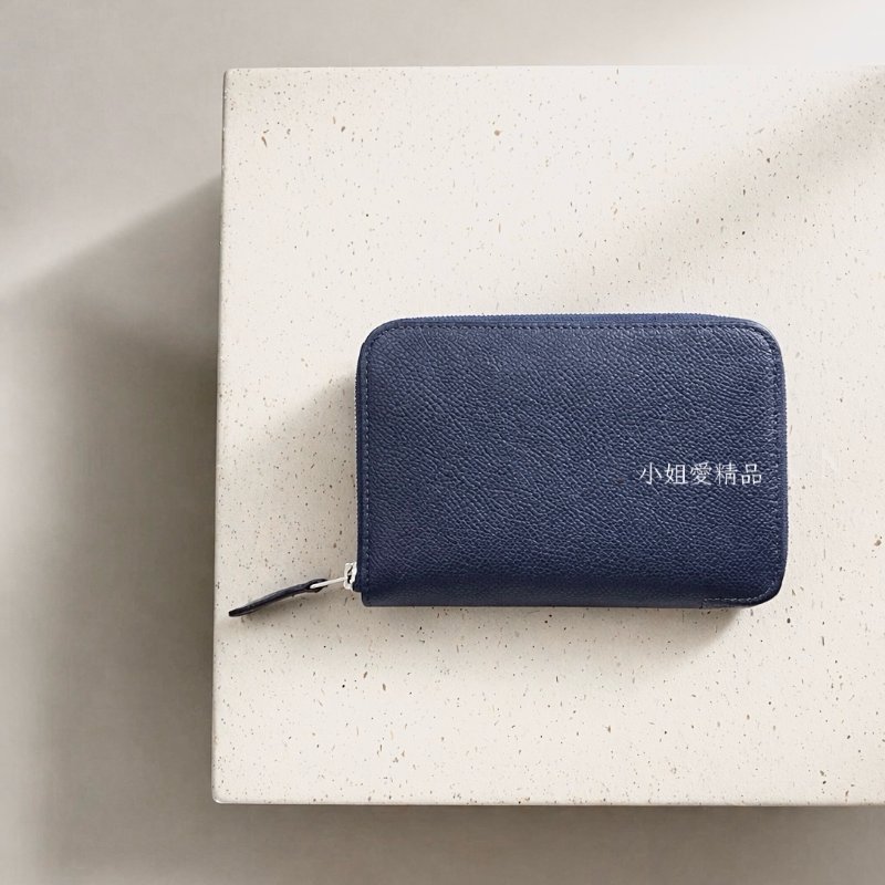 HERMES - 76靛藍色EPSOM Silk'in 短夾-0