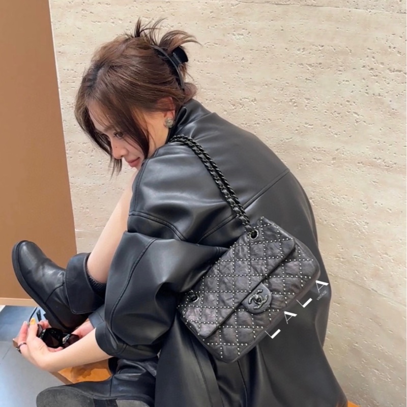 Chanel black 滿天星黑釦CF23 ⭐️牛皮推薦100%-0