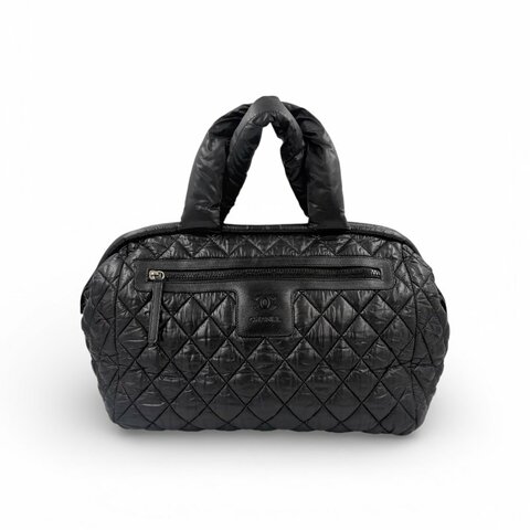 CHANEL - 黑色尼龍拉鍊Coco Cocoon 羽絨手提包