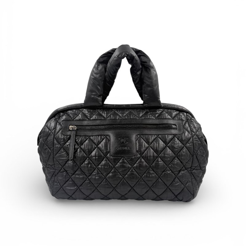 CHANEL - 黑色尼龍拉鍊Coco Cocoon 羽絨手提包-0