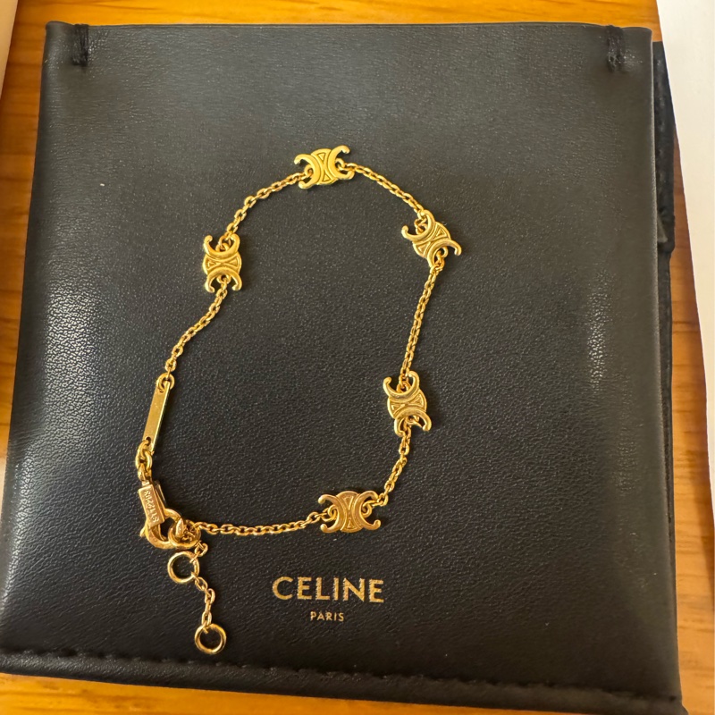 Celine TRIOMPHE金色飾面黃銅迷你手鐲-11
