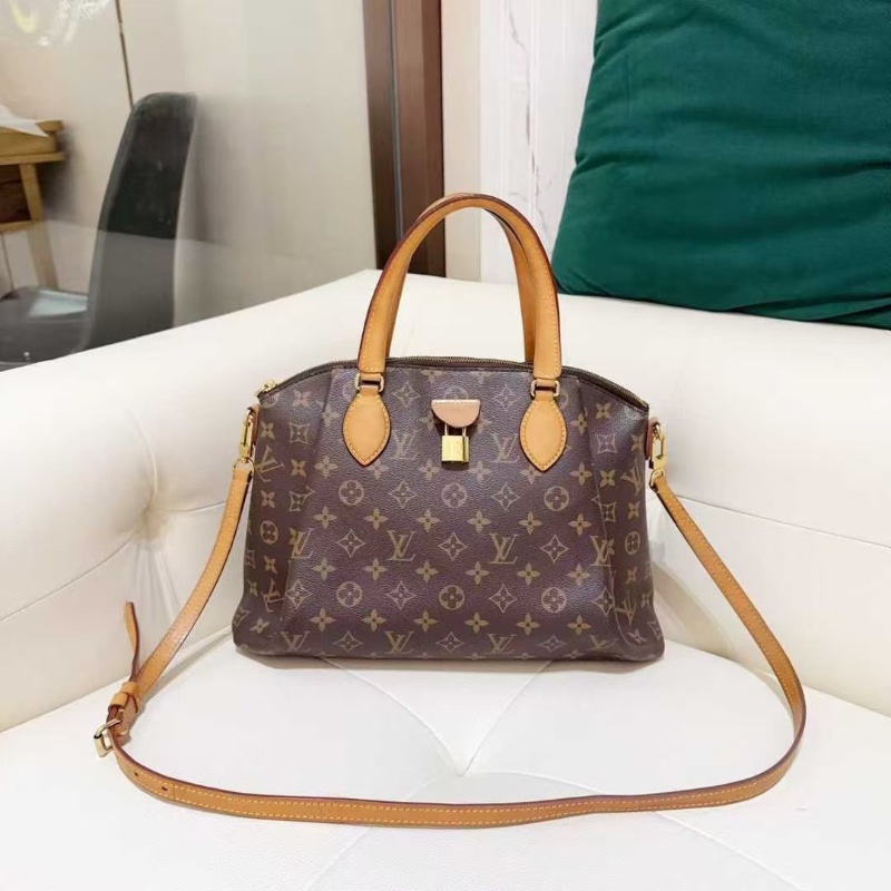 LV Rivoli MM 老花印花帆布拼皮 餃子包 肩背斜背手提包中號36*19*24 98新配件塵袋-1