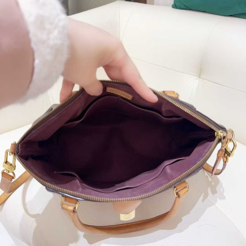 LV Rivoli MM 老花印花帆布拼皮 餃子包 肩背斜背手提包中號36*19*24 98新配件塵袋-2