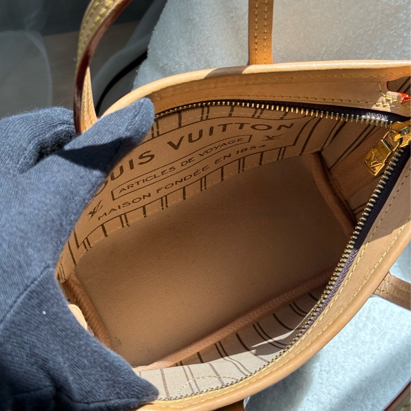 （日本購證🇯🇵全配）Lv neverfull BB 奶茶色背袋 ✨最新晶片款-12