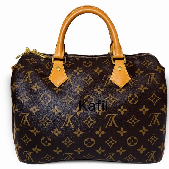 【法產美品】LV Speedy 30 Bandoulière 老花款｜附原廠背帶、鎖頭鑰匙｜四角無露芯-0