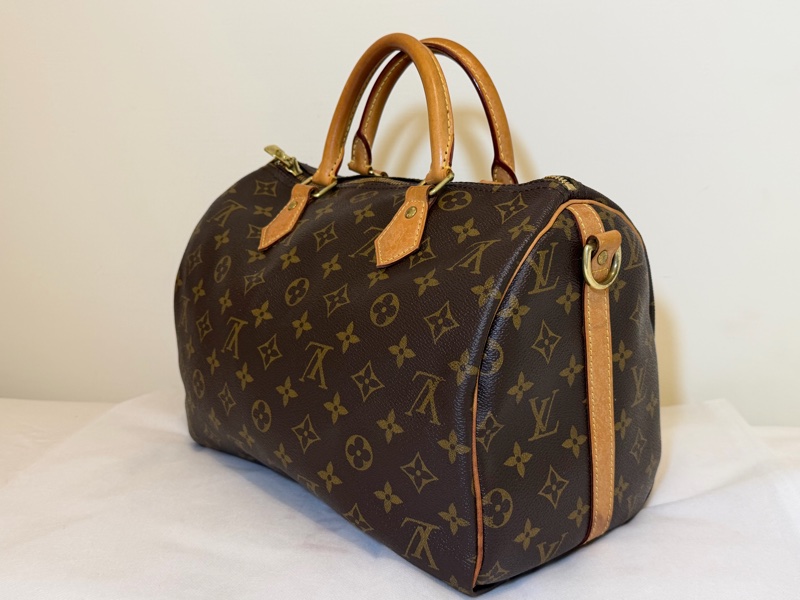 【法產美品】LV Speedy 30 Bandoulière 老花款｜附原廠背帶、鎖頭鑰匙｜四角無露芯-2