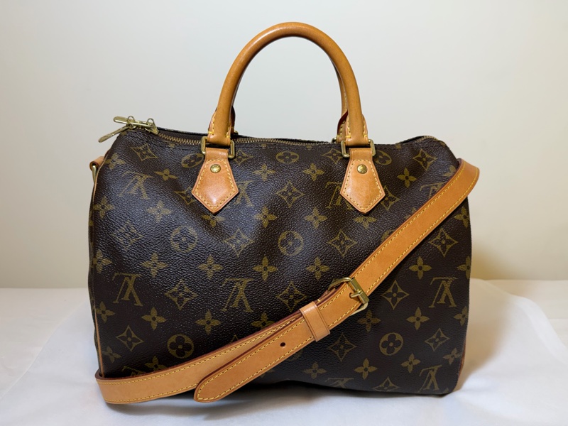 【法產美品】LV Speedy 30 Bandoulière 老花款｜附原廠背帶、鎖頭鑰匙｜四角無露芯-3