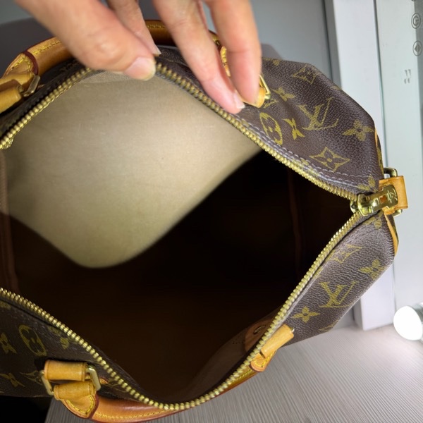 【法產美品】LV Speedy 30 Bandoulière 老花款｜附原廠背帶、鎖頭鑰匙｜四角無露芯-14