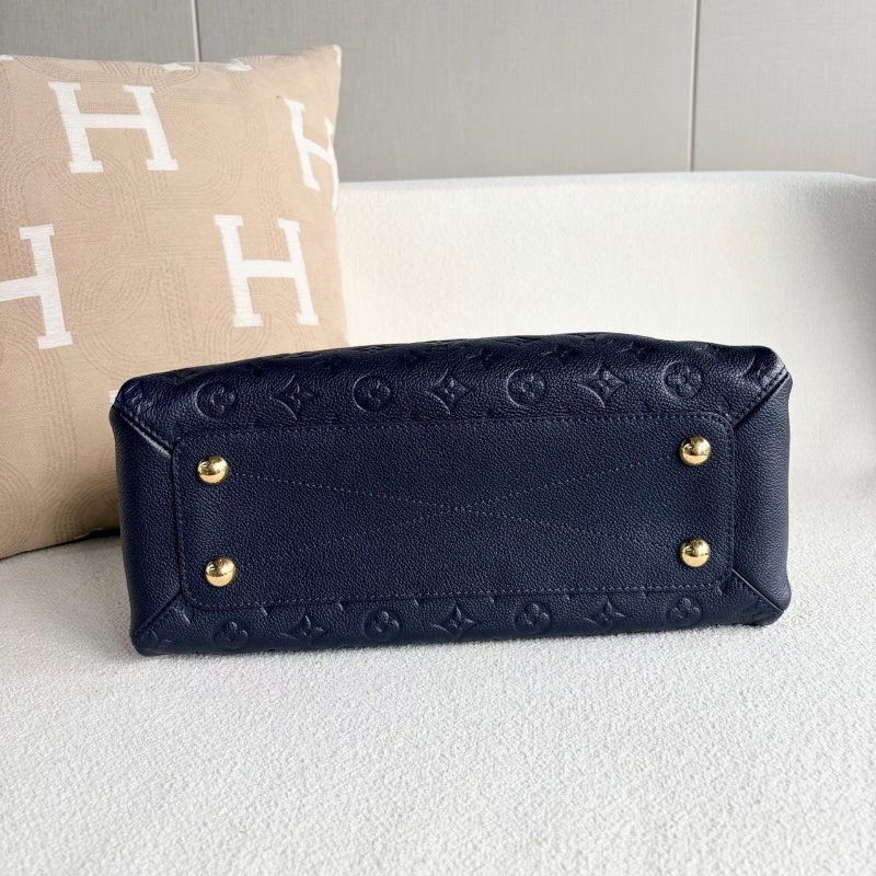 LV VOSGES系列手提斜背包 深藍色牛皮 紅色縫線34*21*14 98新配件肩帶購證塵袋-4