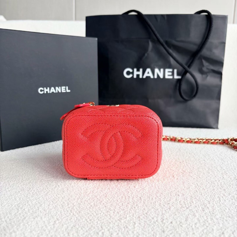 Chanel mini盒子包  紅金荔枝皮10*9*7 99新配件盒子塵袋-4