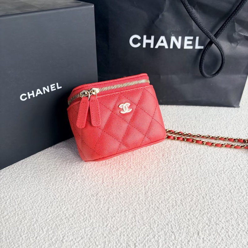 Chanel mini盒子包  紅金荔枝皮10*9*7 99新配件盒子塵袋-5