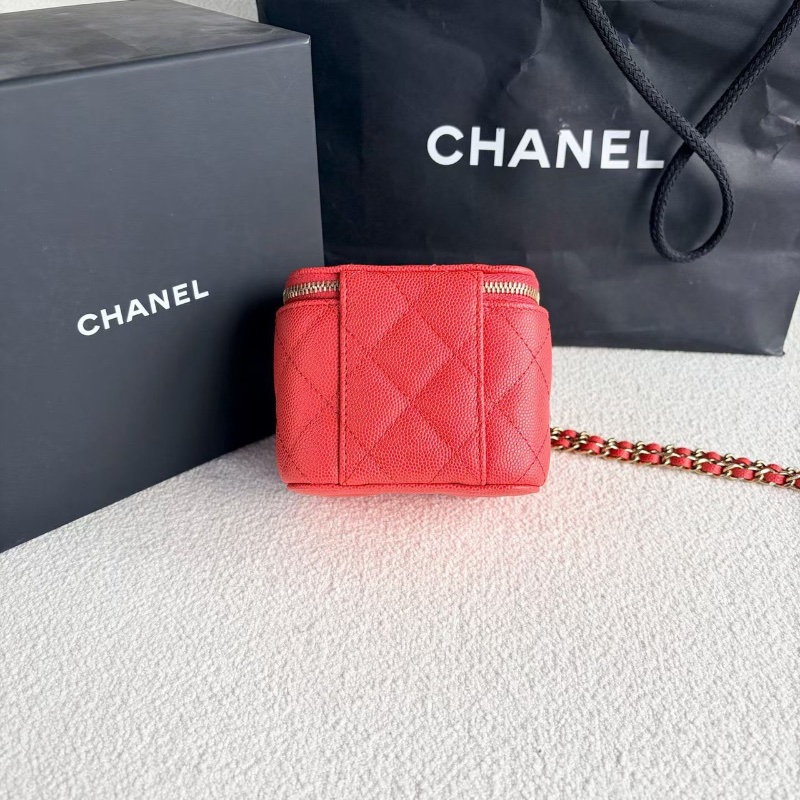 Chanel mini盒子包  紅金荔枝皮10*9*7 99新配件盒子塵袋-6