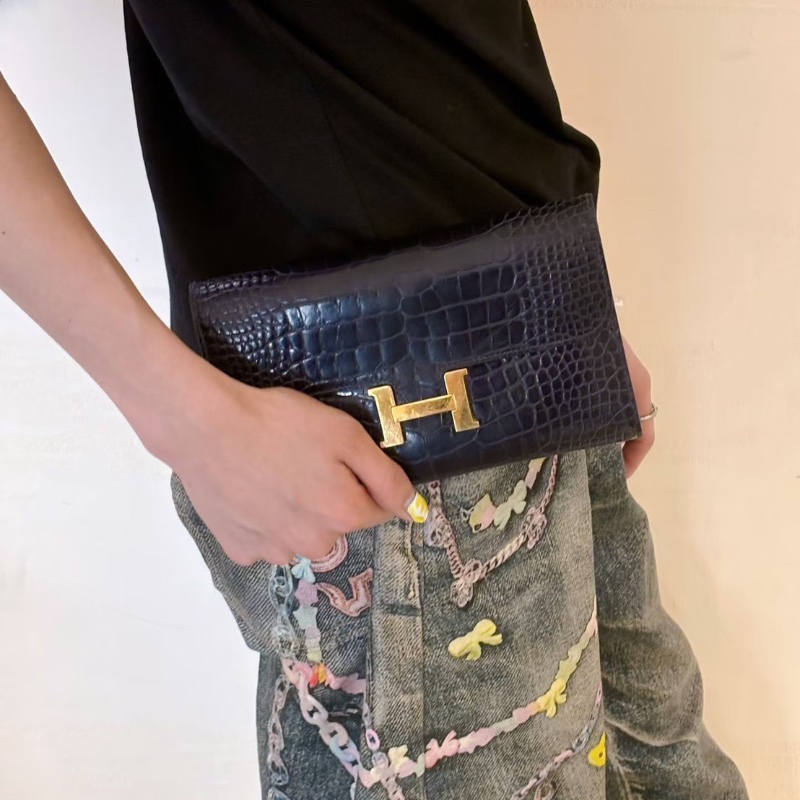 Hermes constance康康 鰐魚皮長款錢包 20*12*2 98新配件購證盒子-0