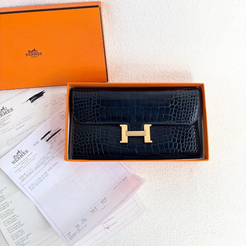 Hermes constance康康 鰐魚皮長款錢包 20*12*2 98新配件購證盒子-1