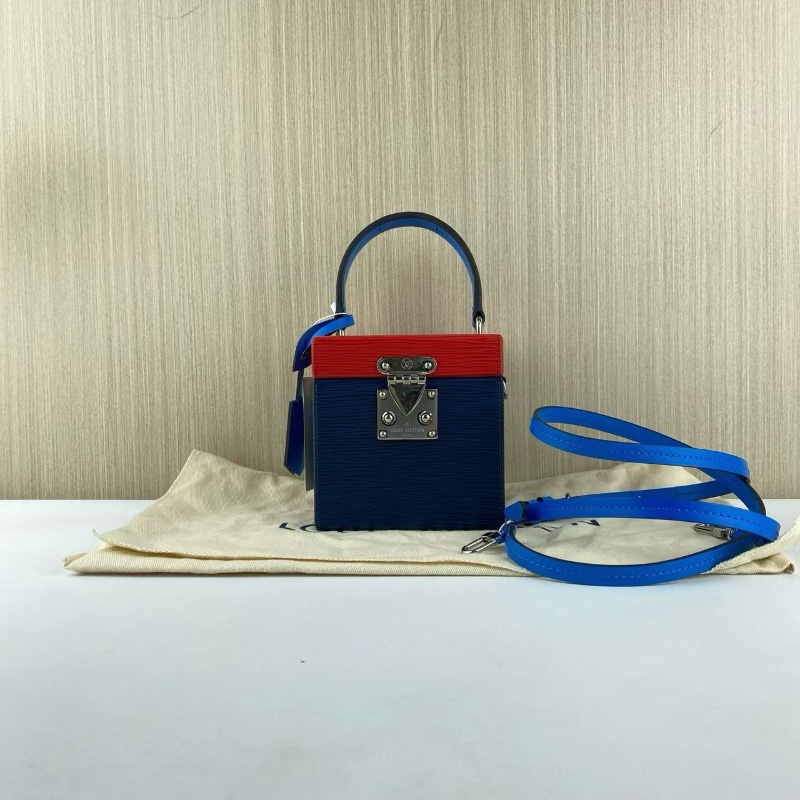 LV 紅藍拼色水波紋方盒子化妝包12*12 98新配件塵袋-1